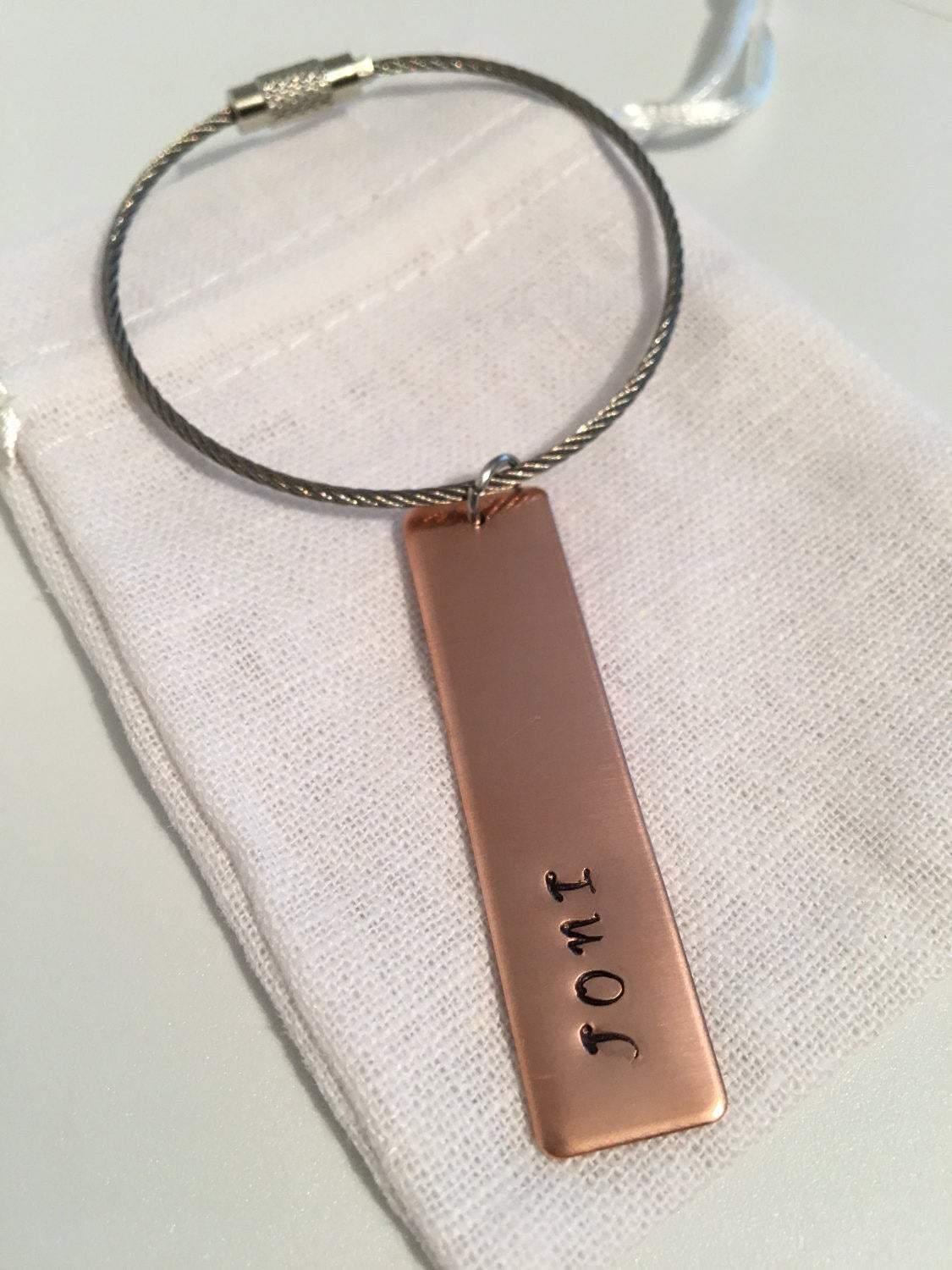 Copper Keyring, Father's Day, Father's Day Gift, Copper Keychain, Personalise Keyring, Copper Gift, Stamped Keyring, choose your own wording - The Little Stamping Co.