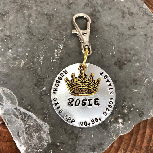Personalised Dog Tag, Pet Tag, Dog Tag, Pet ID Tag, Dog ID Tag, Custom Dog Tag, Personalised Pet Tag, Pet Jewellery, Princess, Crown - The Little Stamping Co.