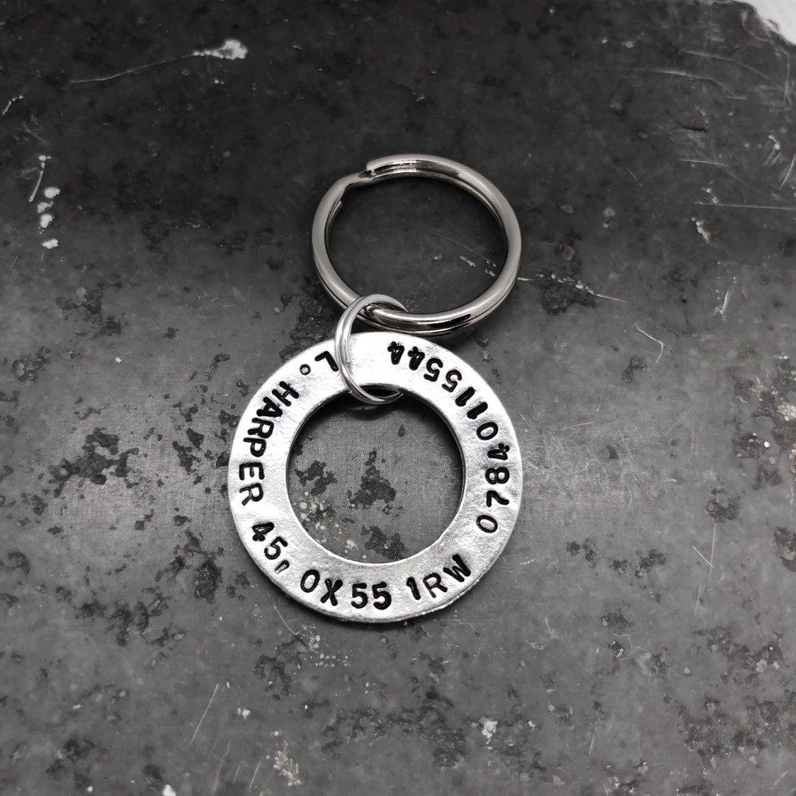 Dog Tag, Pet ID Tag, Personalised Hand Stamped Pet Tag in Pewter - The Little Stamping Co.