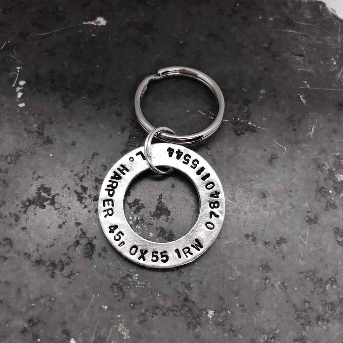 Pewter Washer Dog ID Tag with Bronze Bone - The Little Stamping Co.
