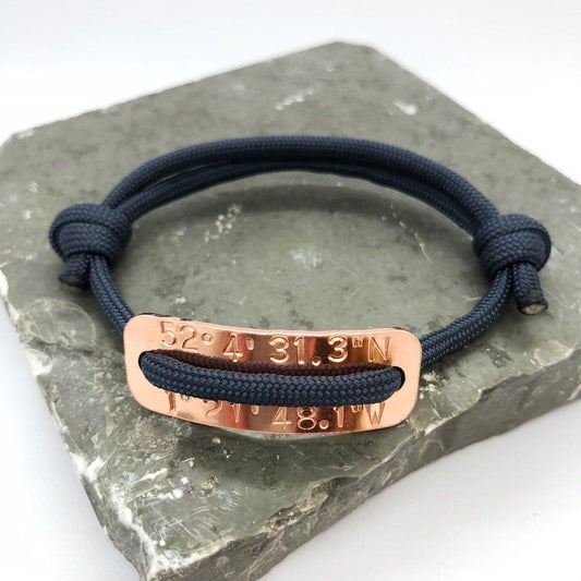 Coordinates Bracelet, Can be fully Personalised, Men’s Bracelet, 7 year anniversary, copper - The Little Stamping Co.