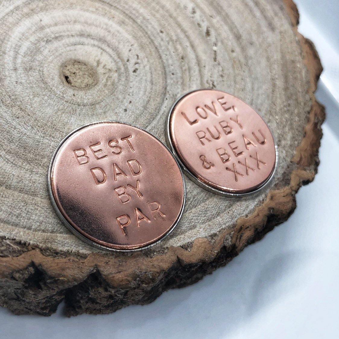 Golf Ball Marker, Golf Gift, Custom Golf, Personalised Golf Ball Marker, Copper - The Little Stamping Co.