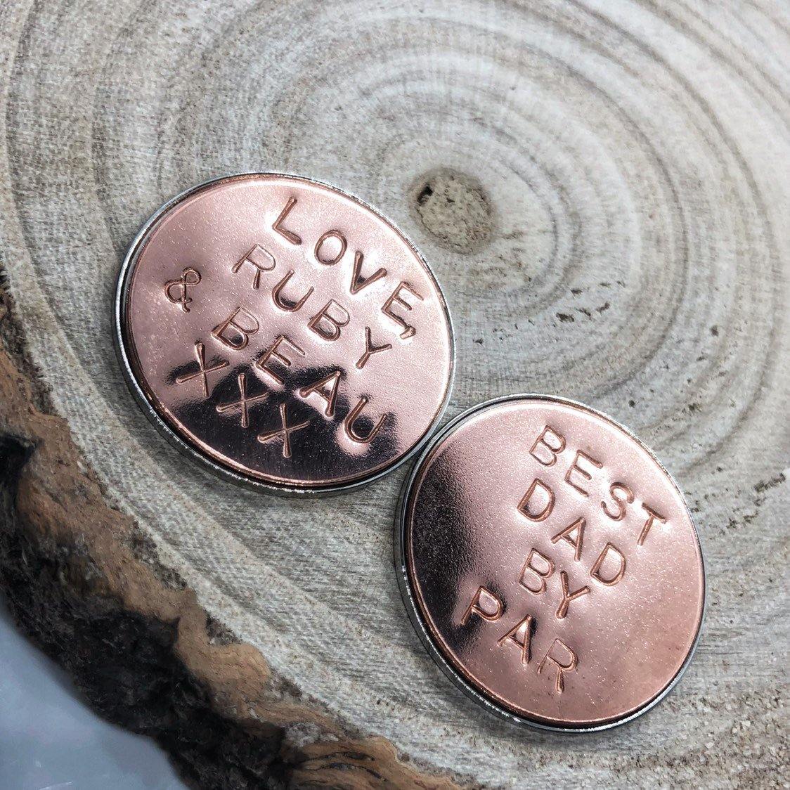 Golf Ball Marker, Golf Gift, Custom Golf, Personalised Golf Ball Marker, Copper - The Little Stamping Co.