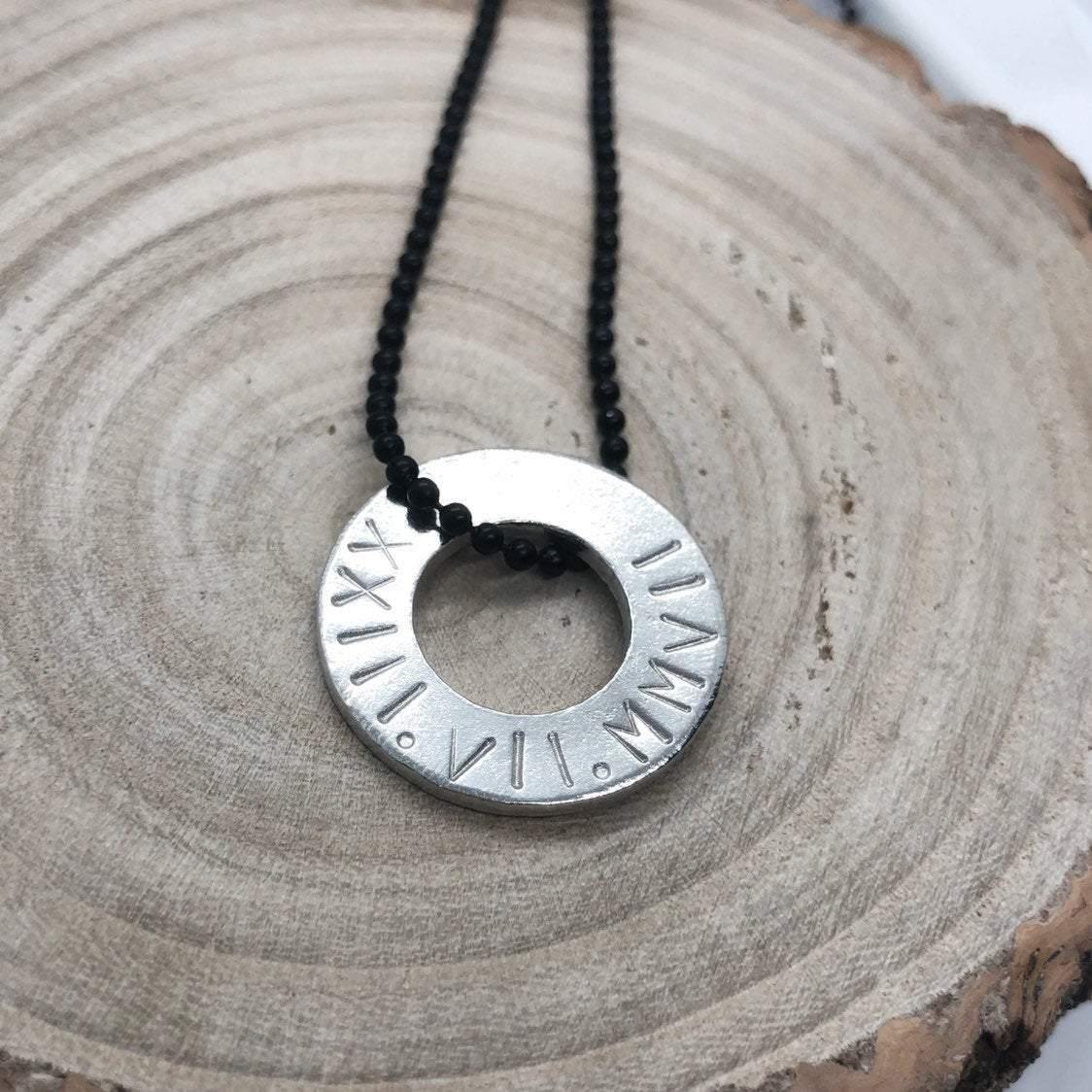 Double Washer Men's personalised necklace, name necklace, mens jewellery, custom jewelry - The Little Stamping Co.