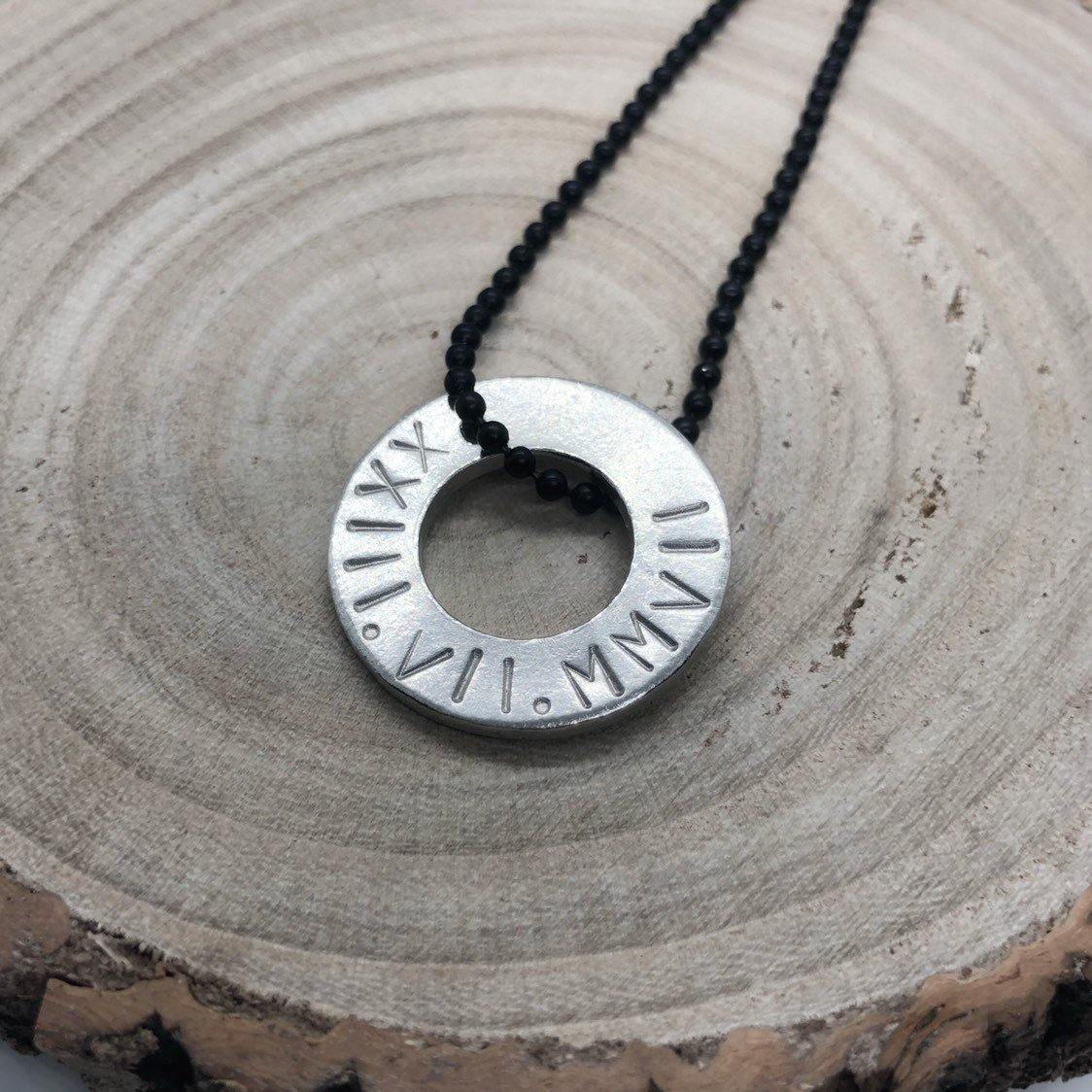 Double Washer Men's personalised necklace, name necklace, mens jewellery, custom jewelry - The Little Stamping Co.