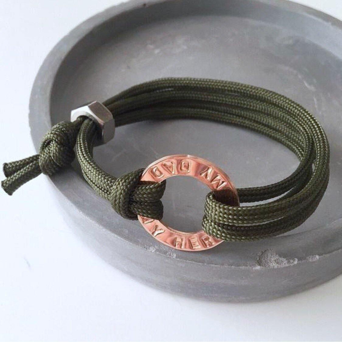 Father’s Day Bracelet, Personalised Men’s Jewellery, Copper and Paracord dad bracelet. - The Little Stamping Co.