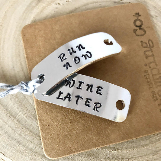 Run Now Wine Later Trainer Tags, Lace Tags, Personalised Trainer Tags, Sneaker Tags, Shoe Tags, Gift For Runner, Trainer Accessories - The Little Stamping Co.
