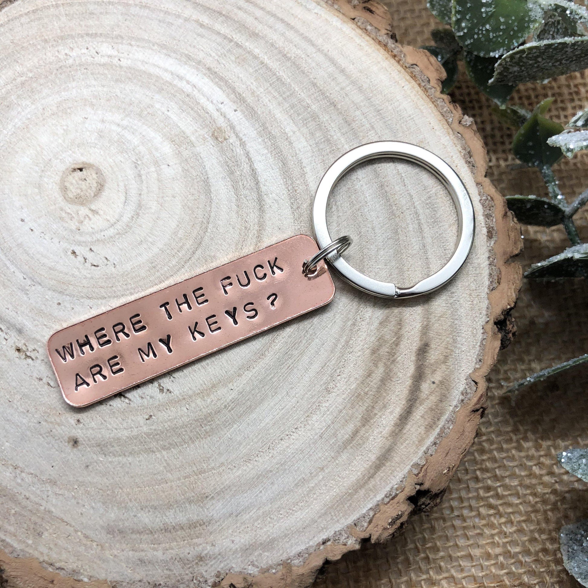 Where Are My Keys, Personalised Keyring, Copper, 7 Year Anniversary, Sweary Gift - The Little Stamping Co.