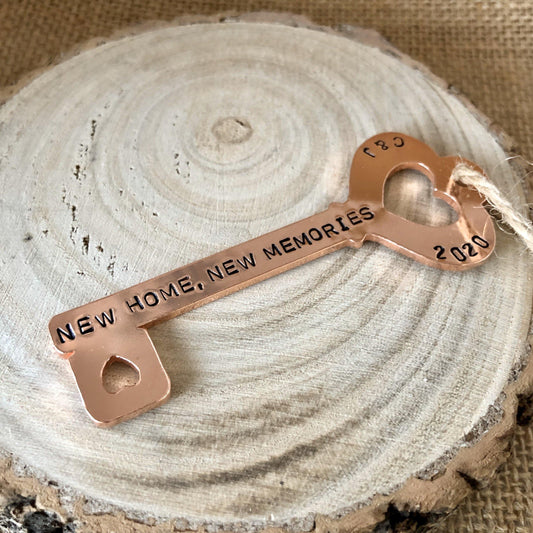 New Home, First Home Gift, Personalised Copper Key Ornament - The Little Stamping Co.