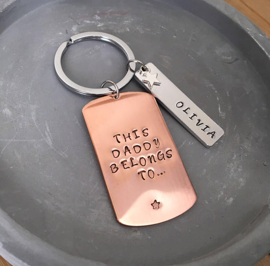 Personalised Keyring, Custom Keyring, Hand Stamped Keyring, Dad Keyring, Copper, Keyring, Personalized Keyring, Initial Keyring - The Little Stamping Co.