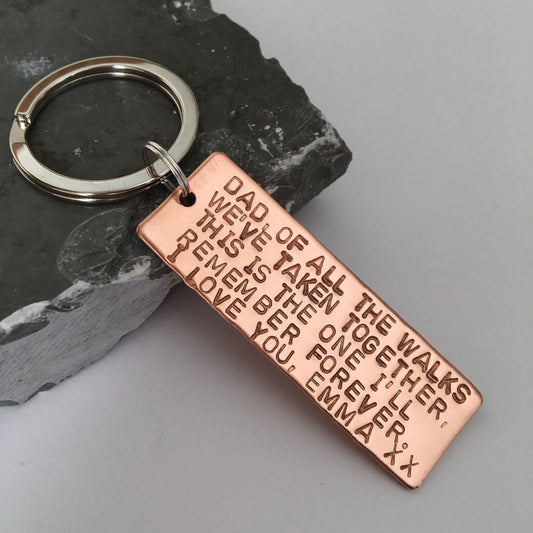 Wedding Gift for Dad, Personalised Copper Keyring, Father of the Bride, Hand Stamped with custom wording - The Little Stamping Co.