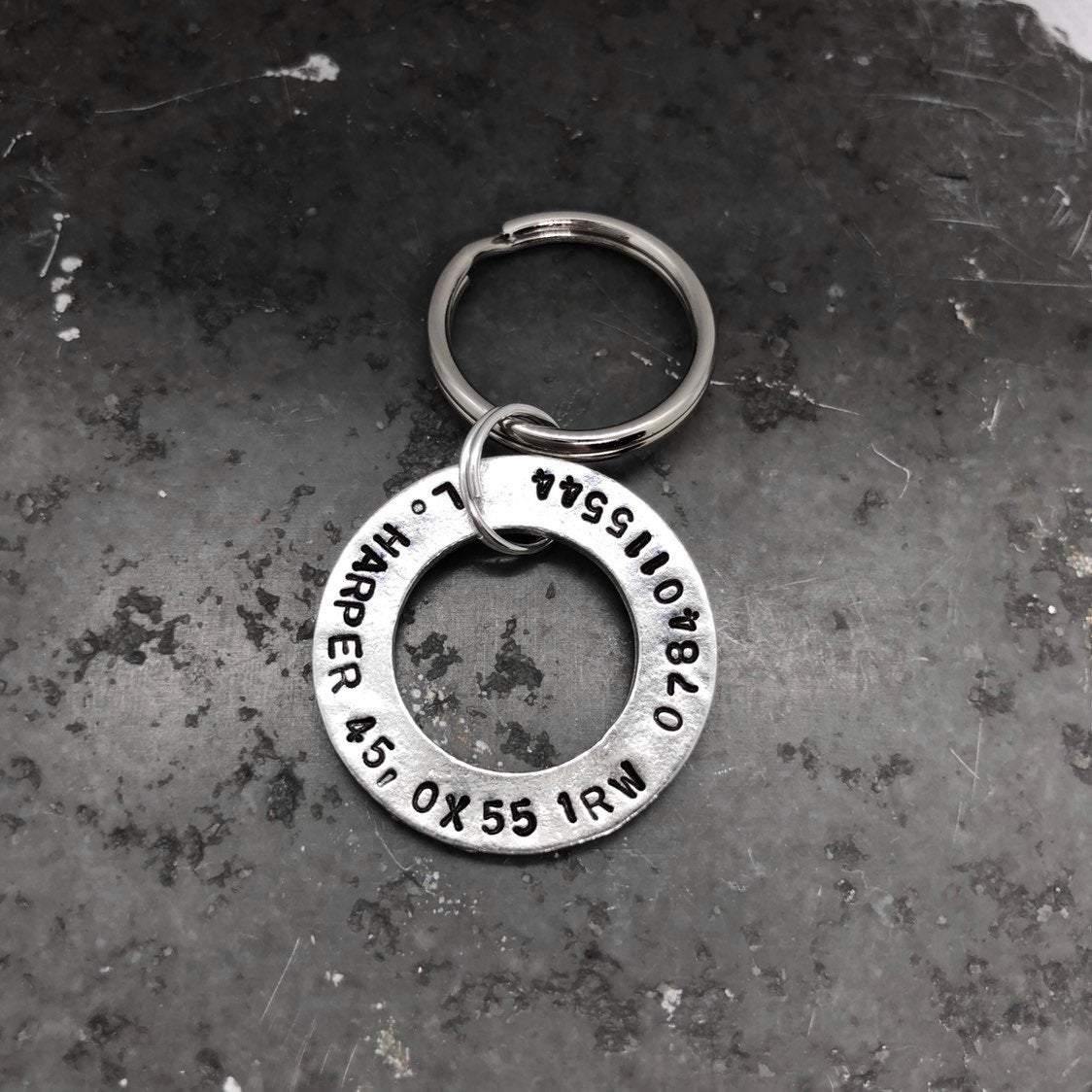 Pewter Washer Dog ID Tag with Bronze Bone - The Little Stamping Co.
