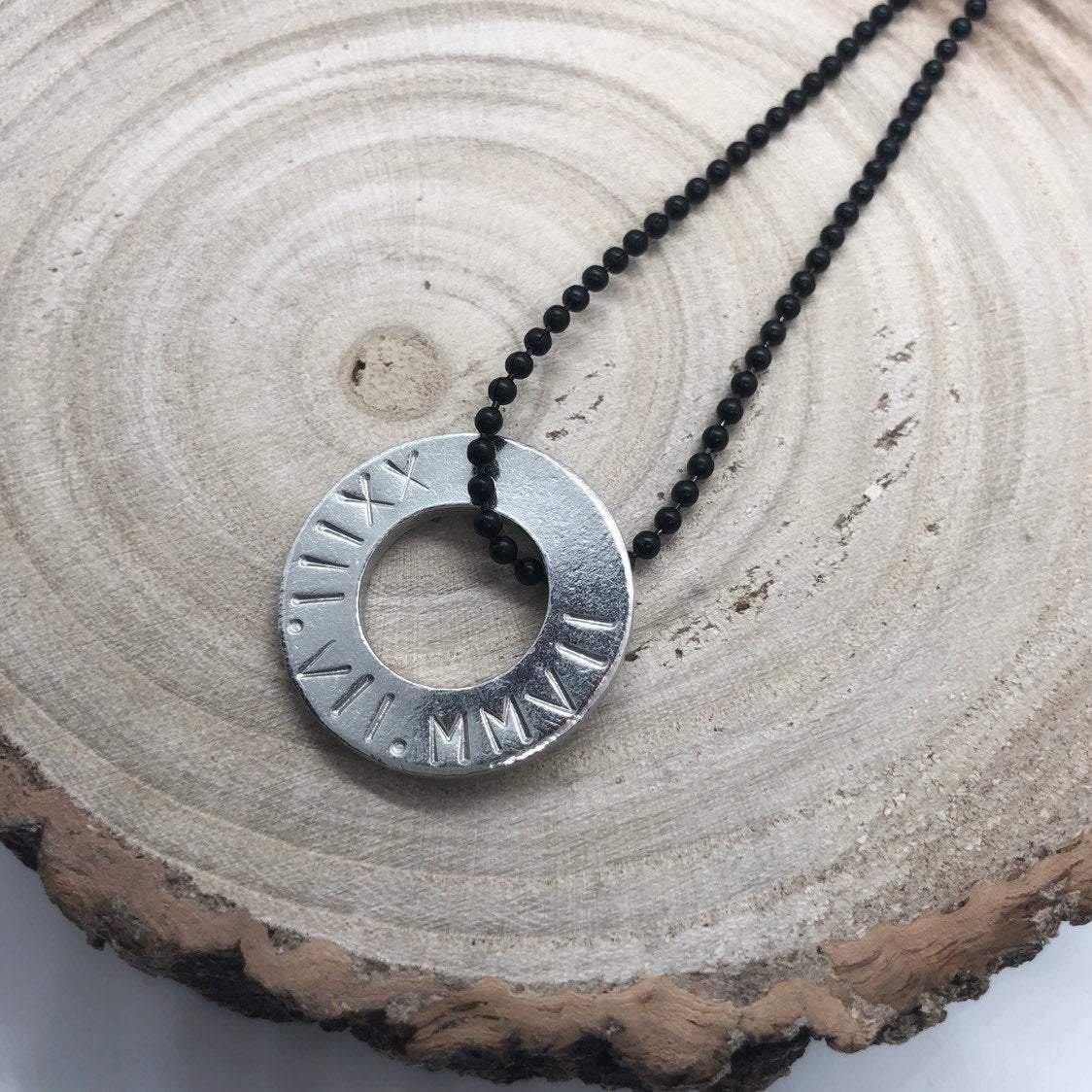Men's personalised necklace, name necklace, mens jewellery, pewter, custom jewelry, Jewellery for him, 10 year anniversary tin - The Little Stamping Co.