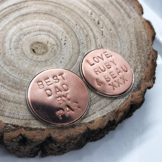 Golf Ball Marker, Golf Gift, Custom Golf, Personalised Golf Ball Marker, Copper - The Little Stamping Co.