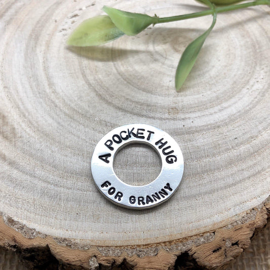 Pocket hug token, personalised hand cast pewter washer. - The Little Stamping Co.